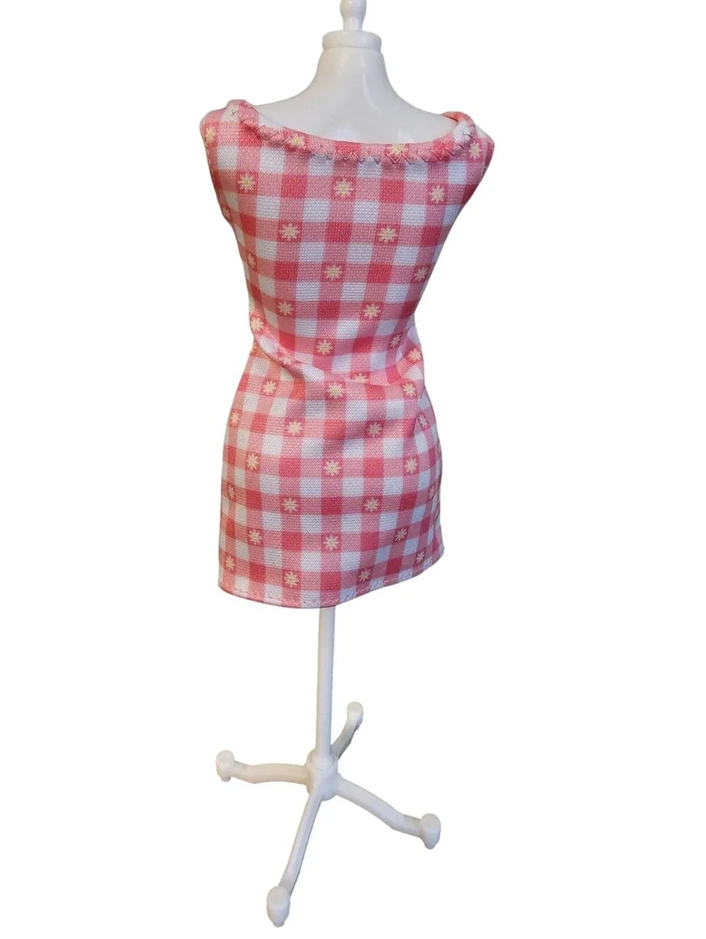 Vintage Mattel Barbie Doll Pink Gingham Sundress Dress Plaid
